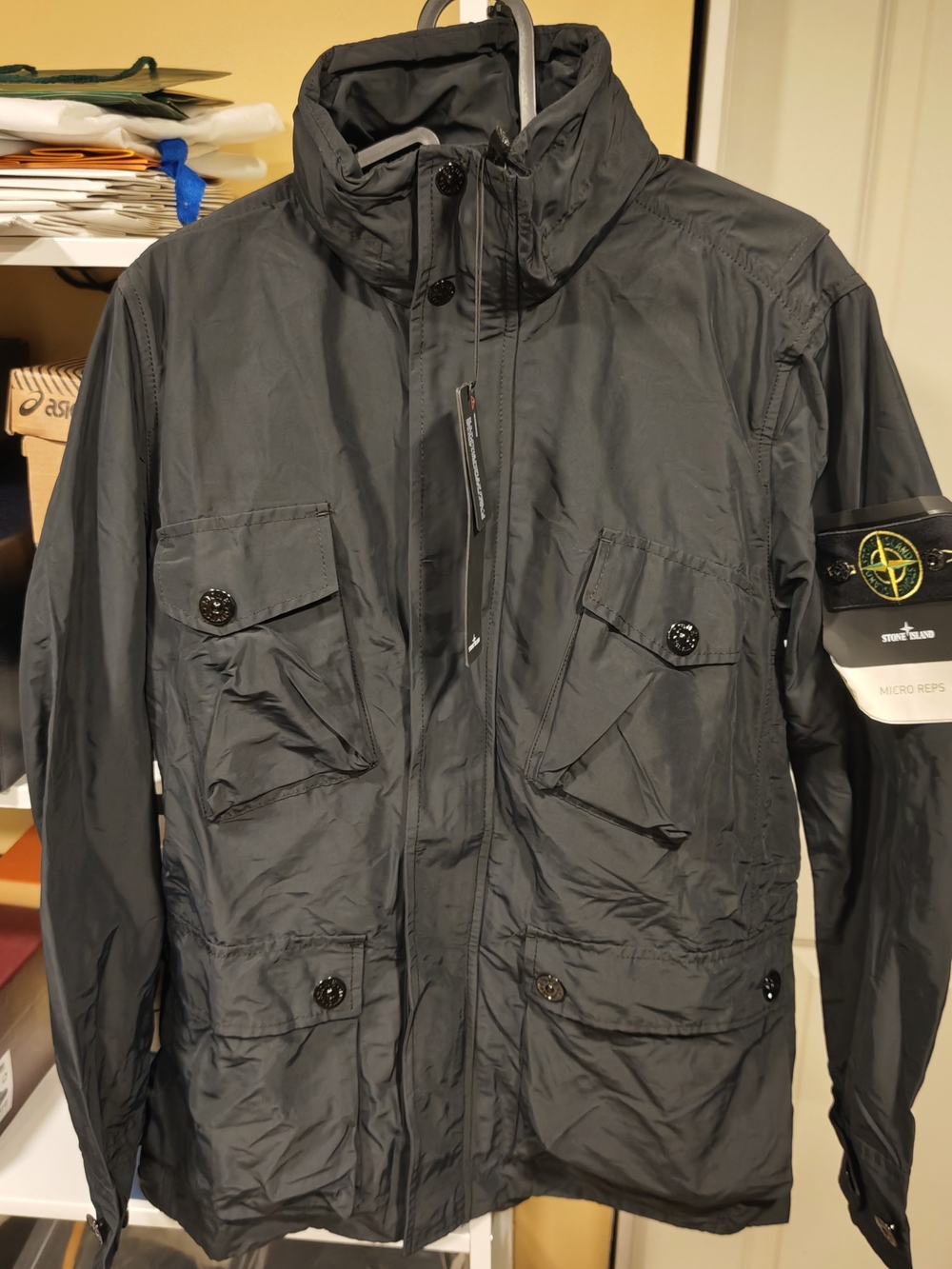 Stone Island Black Micro Reps Military Field Jacket